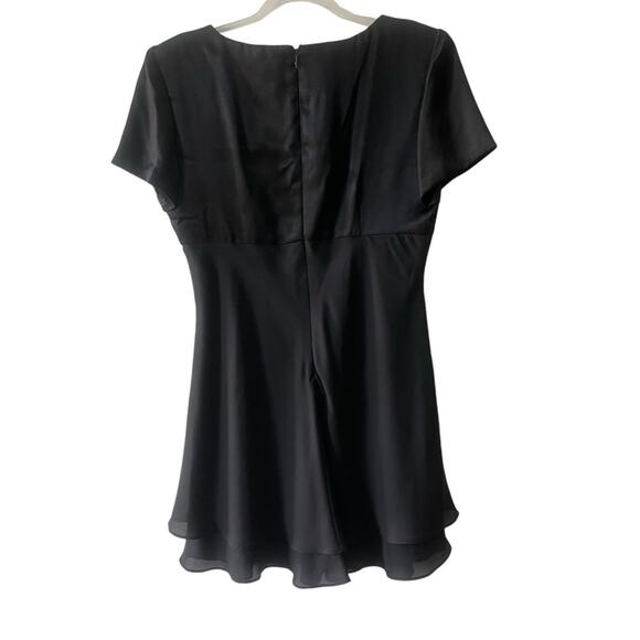 Donna Rico Vintage Short Sleeve Satin Bodice 2 Tier Chiffon Skirt Dress Black 8 - Picture 4 of 9